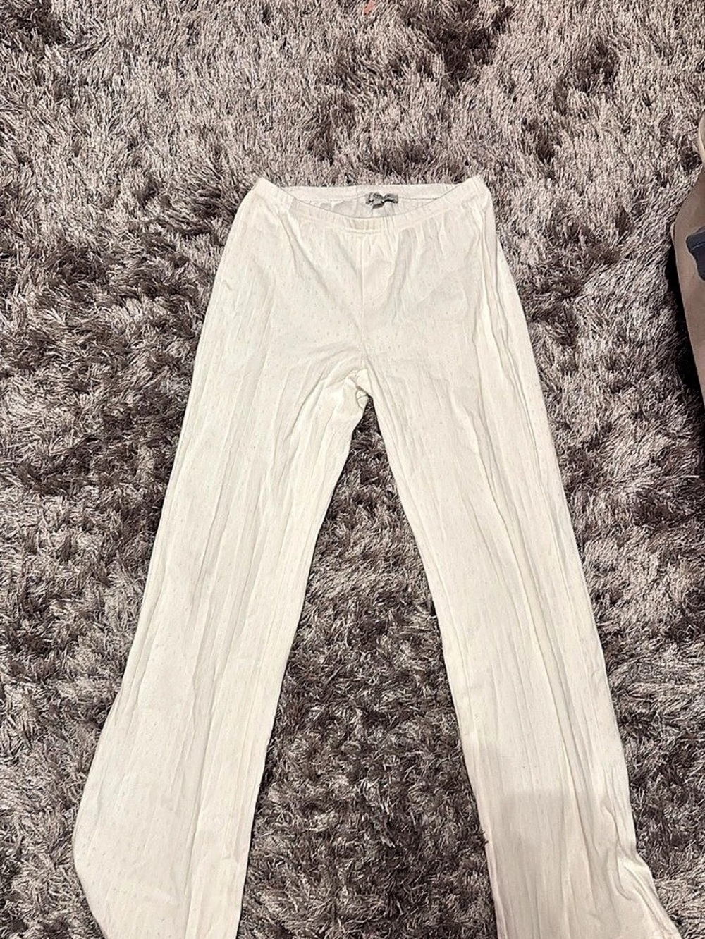 Orange Kiss Essentials Eyelet Wide Leg Pants in White Size Small Like New